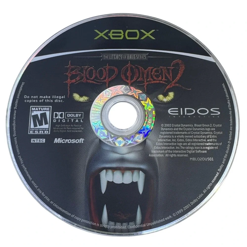Blood Omen 2 The Legacy of Kain Series Microsoft Xbox 2002 Video Game Disc Only